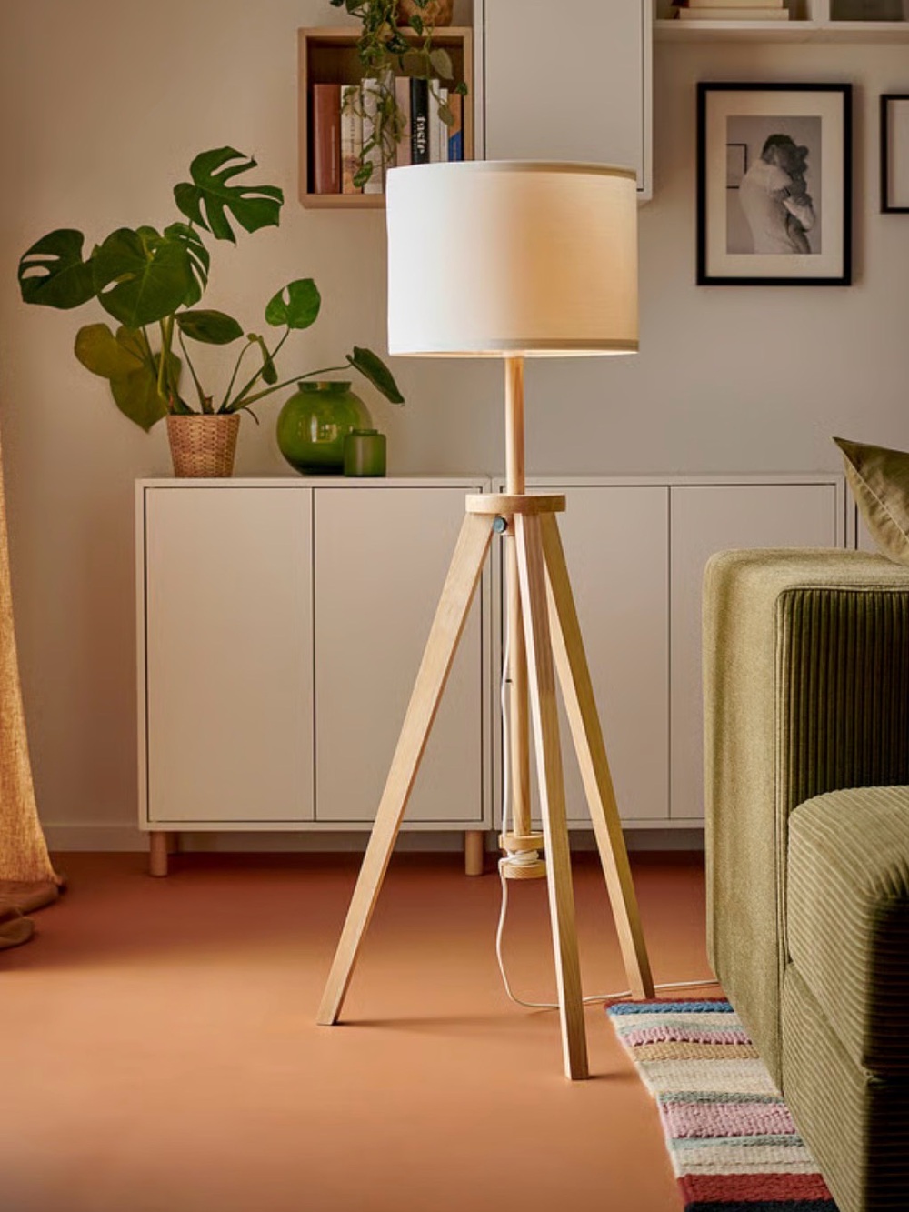 NWT IKEA LAUTERS Floor Lamp Ash/White – Scandinavian Wood Tripod